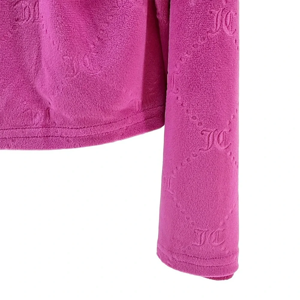 NWOT • JUICY COUTURE Velour Long Sleeve Bling Logo‎ Sleepwear Top • Large • pink